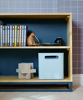 Outline Midnight Blue Metal and Wood 2-Shelf Bookcase