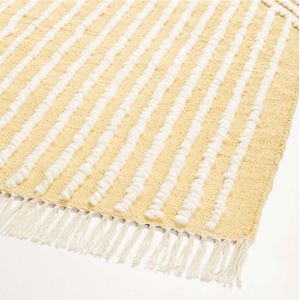 Noya Handwoven Yellow Striped Kids Rug