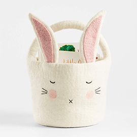 Felt White Bunny Easter Basket