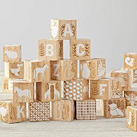 Etched Wooden Baby Blocks