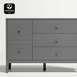 Ever Simple Charcoal Wood Wide 5-Drawer Kids Dresser