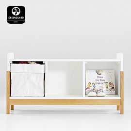 Rue White Wood 3-Cube Low Bookcase