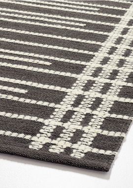 Alternating Lines Striped Cotton and Wool Charcoal Area Rug