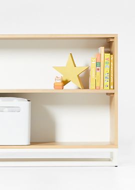 Outline White Metal and Wood 2-Shelf Bookcase