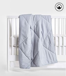 Mist Blue Supersoft Cotton Gauze Crib Quilt