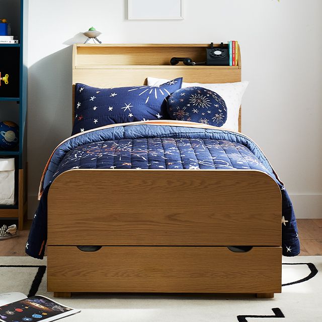 malcolm wood kids storage bed with shelves