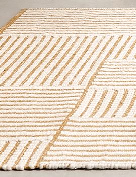 Flatweave Grid Wool and Cotton Yellow Kids Area Rug