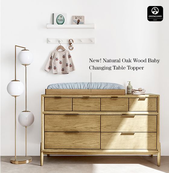 NEW! Bodie Natural Oak Wood Changing Table Topper