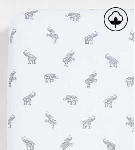 Botanical Elephant Organic Cotton Crib Fitted Sheet