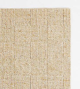 Chunky Squares Wool and Polyester Beige Rug