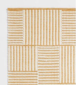 Flatweave Grid Wool and Cotton Yellow Rug