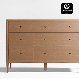 Hampshire Natural Brown Wood 6-Drawer Wide Dresser