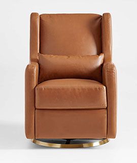 Wally Tan Vegan Leather Glider Chair