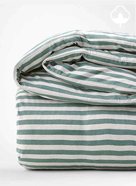 Comfy Tee Green Stripe Organic Cotton Jersey Duvet Cover