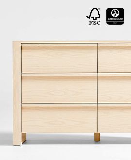 Gemini Kids Light Ash Wood 6-Drawer Dresser