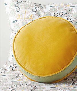 Harriet Round Yellow Velvet Kids Throw Pillow