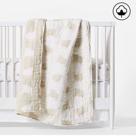 Sheep Organic Cotton Gauze Crib Quilt