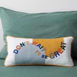 "Don't Wait to Be Great" Embroidered Kids Throw Pillow