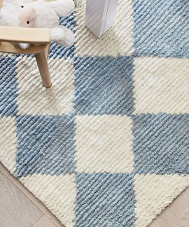 Checkerboard Light Blue Rug