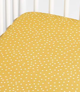 Bijou Organic Yellow Polka Dot Crib Fitted Sheet