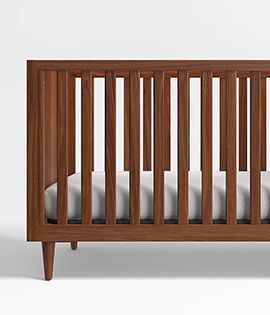 Tatum Mid-Century Walnut Wood Baby Crib