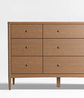 Hampshire Natural Brown Wood 6-Drawer Wide Dresser