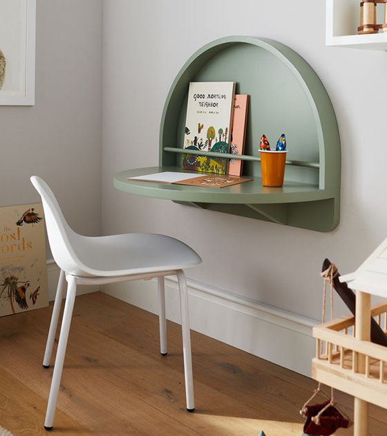 Mallory Sage Green Wood Wall-Mounted Kids Table