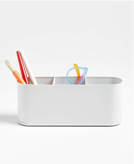 Outline White Metal Study Desk Organizer