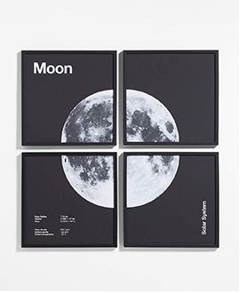 Moon 4-Piece Framed Wall Art Print