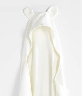 Bear Organic Waffle Hooded Kids Towel