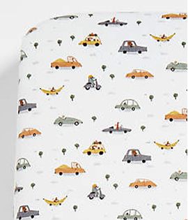 Transportation Organic Cotton Baby Crib Fitted Sheet