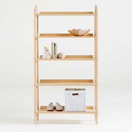 Jenny Lind Maple Wood Spindle 5-Shelf Bookcase