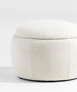 Pollie Snow Boucle Round Storage Nursery Ottoman