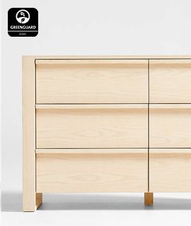 Gemini Kids Light Ash Wood 6-Drawer Wide Dresser