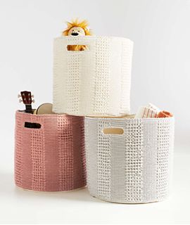 Nella Cotton Waffle Weave Large Floor Bin with Handles