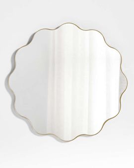 Waveland Round Scalloped Brass Wavy Wall Mirror