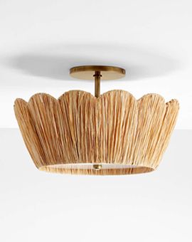 Greta Scalloped Raffia Flush Mount Light