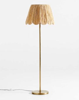Greta Scalloped Raffia Flush Mount Light