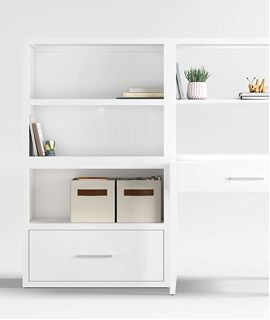 Ever Simple Modular White Wood Workspace Suite