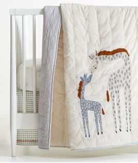 Giraffe Embroidered Hand-Quilted Organic Crib Quilt