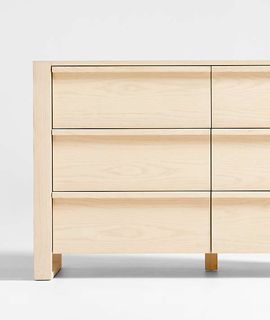 Gemini Light Ash Wood 6-Drawer Wide Dresser