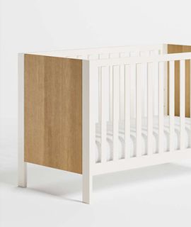 Opie Two-Tone Wood and Linen White Crib