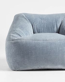 Smoke Blue Velvet Corduroy Kids Plush Lounge Chair