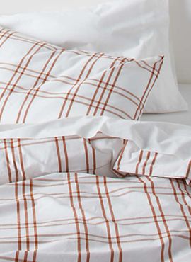 Stax Almond Brown Yarn-Dyed Organic Cotton Duvet Cover