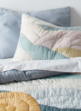 Cloud Embroidered Hand-Quilted Cotton Quilt