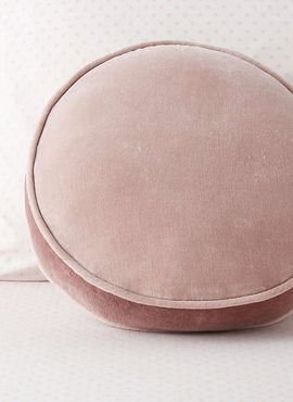 Harriet Round Rosy Mauve Velvet Throw Pillow