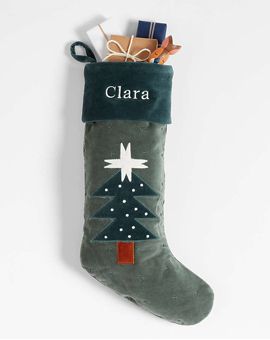 Wonderland Velvet Tree Kids Christmas Stocking