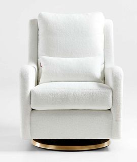 Milo Faux Sherpa Nursery Swivel Glider with Gold Base