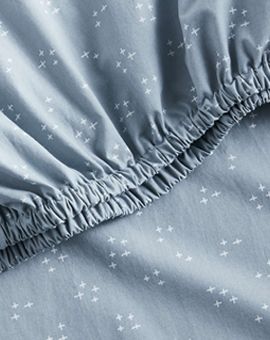 Cozy Cloud Twinkle Mist Blue Washed Organic Cotton Baby Crib Fitted Sheet