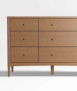 Hampshire Natural Brown Wood 6-Drawer Wide Dresser